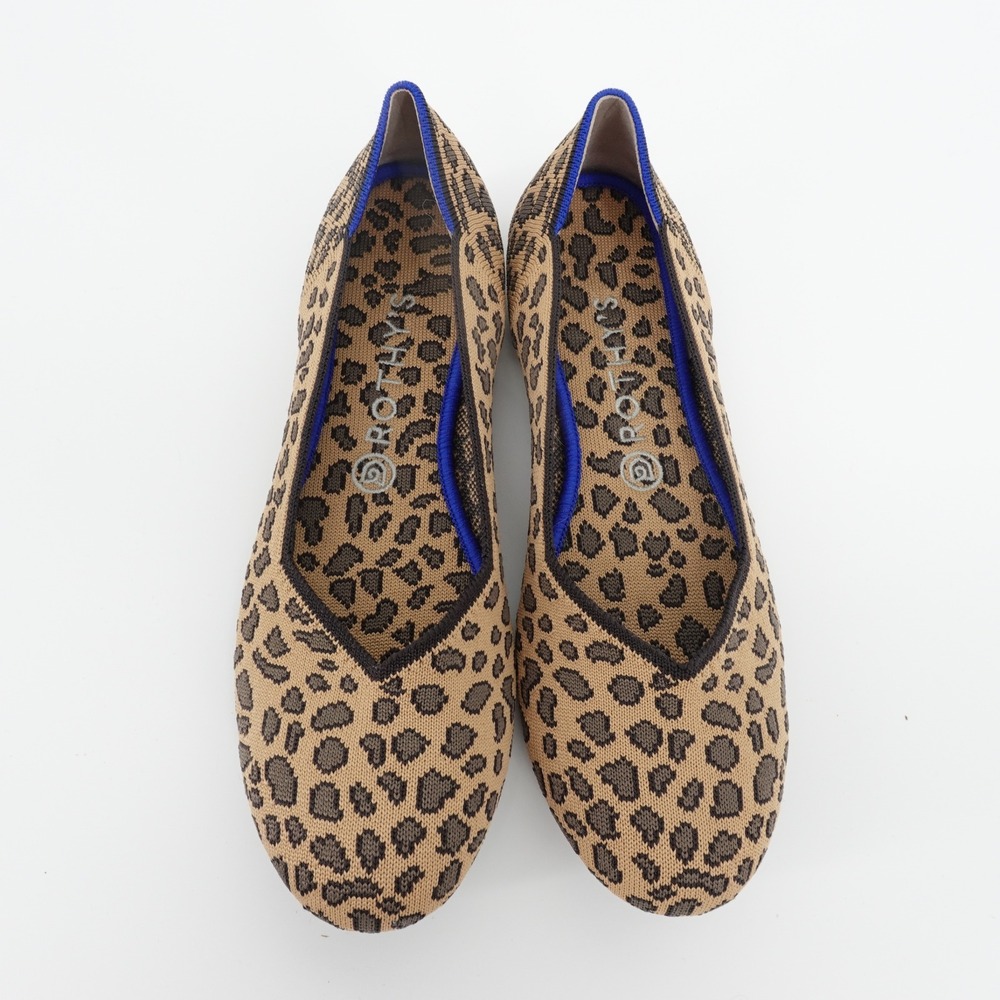 Rothys The Flat Spotted Cat Leopard Print Knit Ballet Flats Size 9.5 Womens - Picture 2 of 7